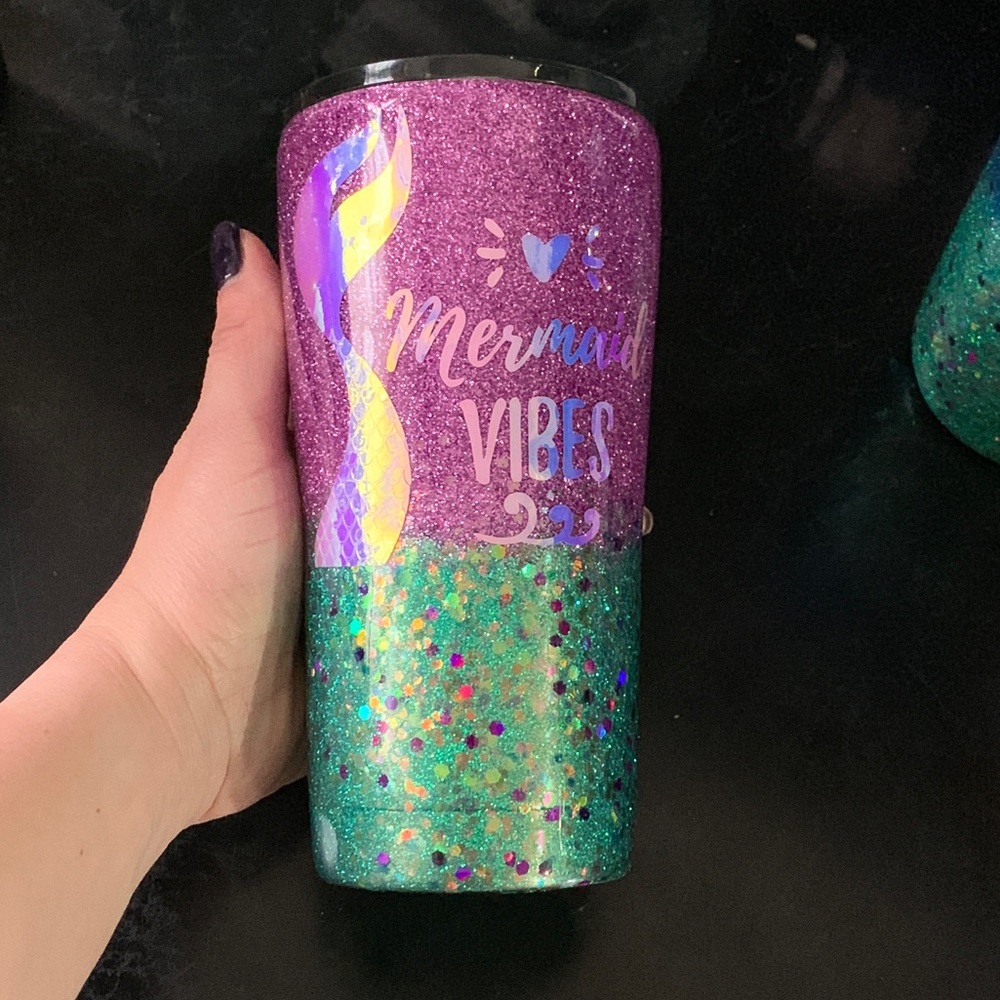 Custom made 20 Oz. New  “mermaid vibes” tumbler.